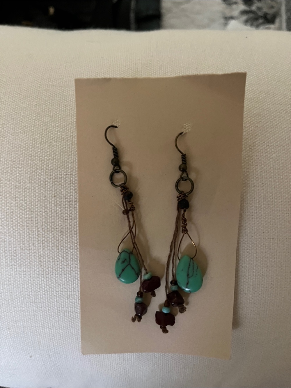 Handcrafted Turquoise Drop Dangle Earrings - Natural Stone